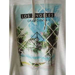 Fifth Sun Men's Large Los Angeles California Gray Short Sleeve Pullover Hoodie